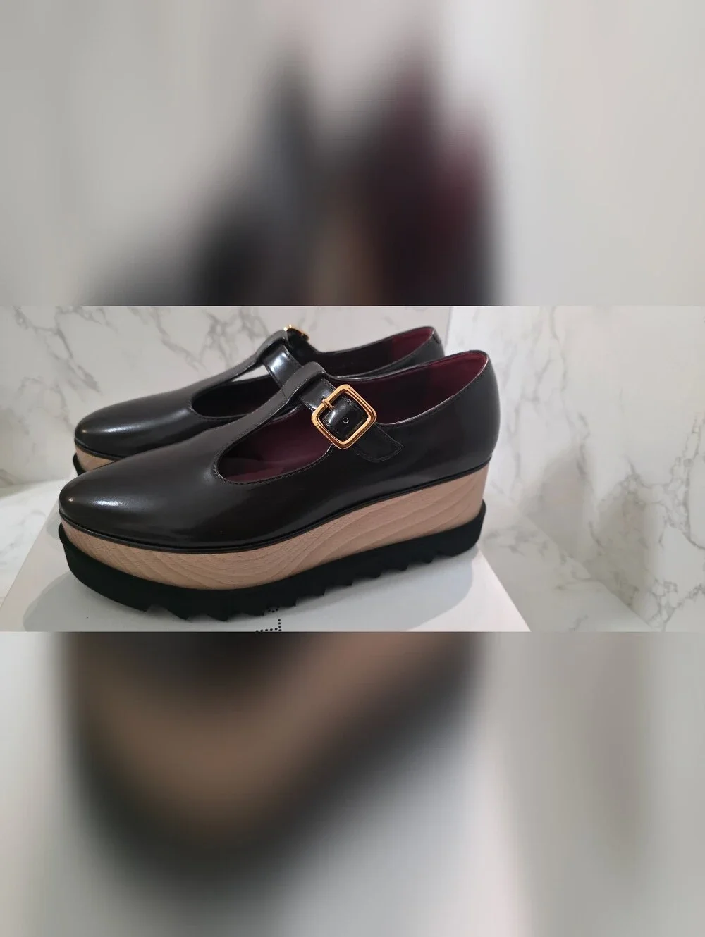 Stella McCartney Elyse Brush Vegan Mary Jane Platform Loafers Sz 38 NIB